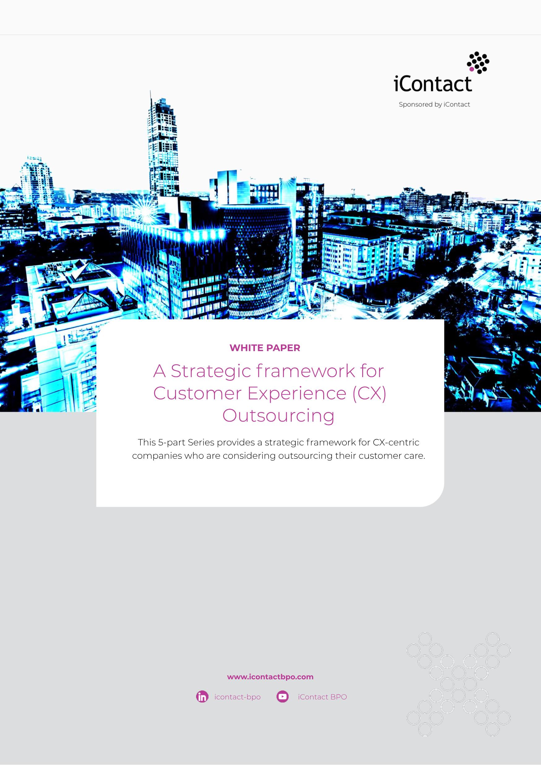 A white page with the title io contact - a strategic framework for customer engagement.